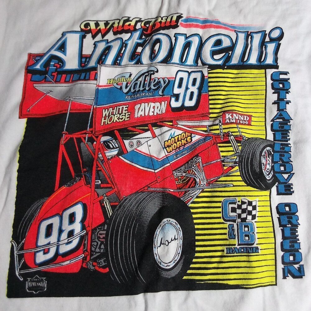 Vintage 90s Wild Bill Antonelli Racing Neon T-Shirt